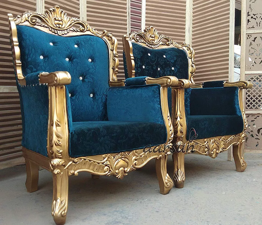 Antique Golden Sofa Chairs view 5