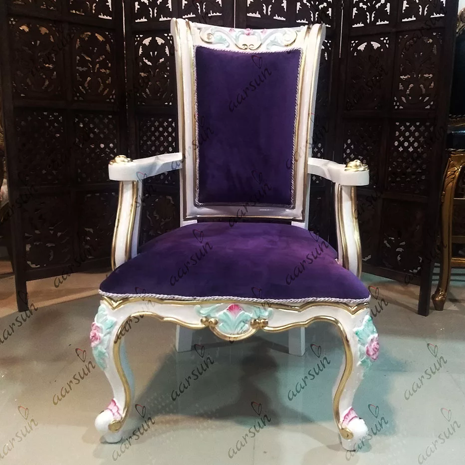Classic Arm Chair in White Finish view 4
