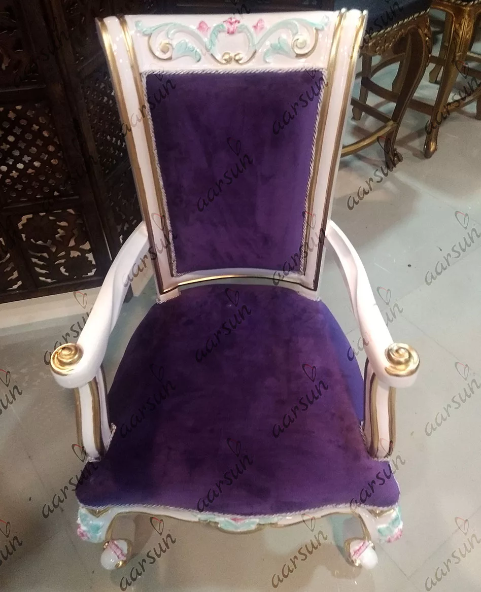 Classic Arm Chair in White Finish view 5