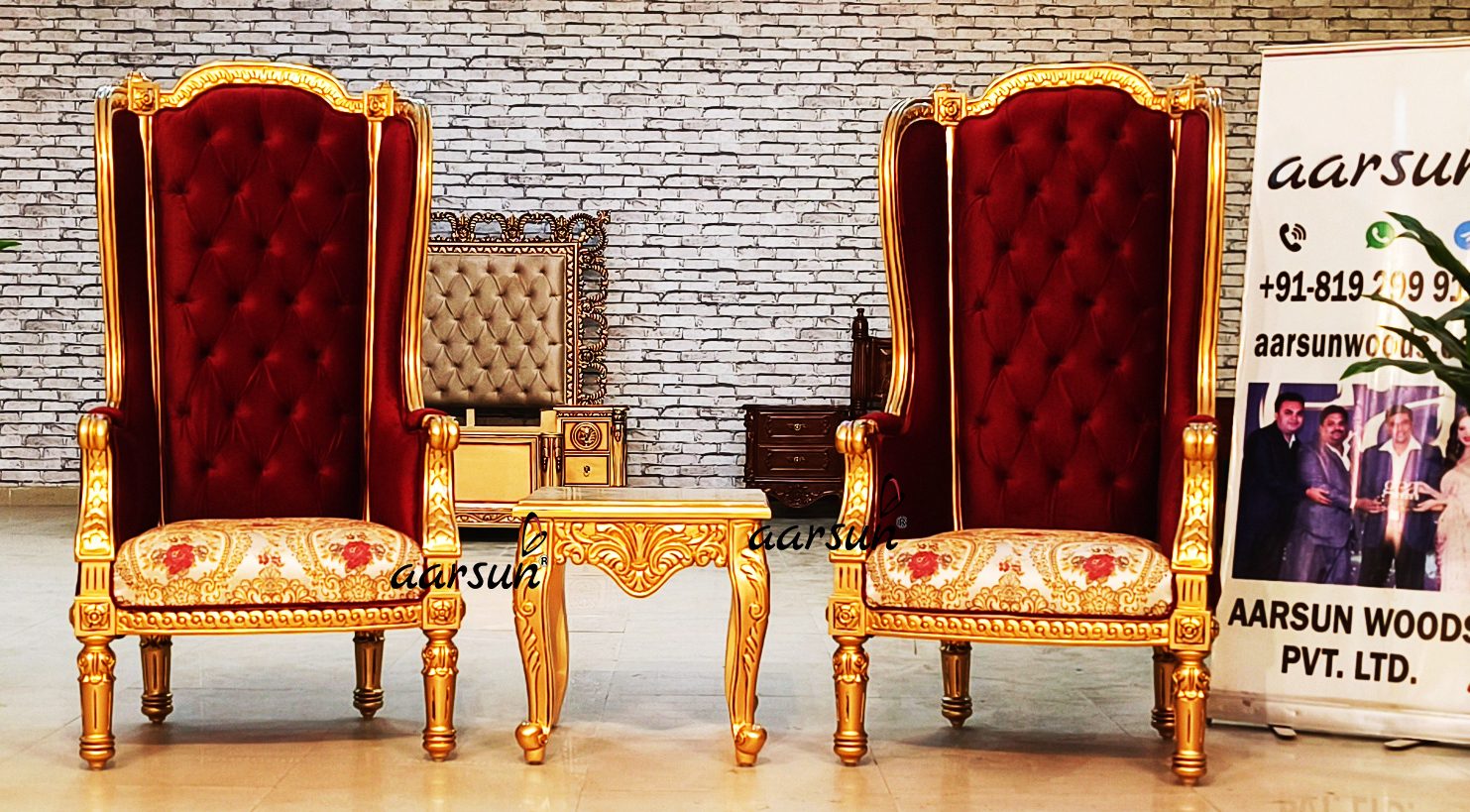 High Back Chairs in Teak Wood view 4