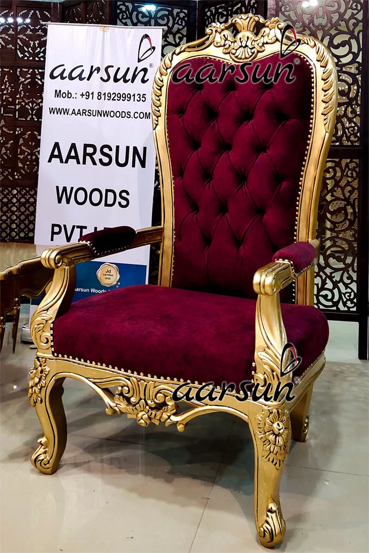 High Back Living Room Antique Gold Chairs view 5