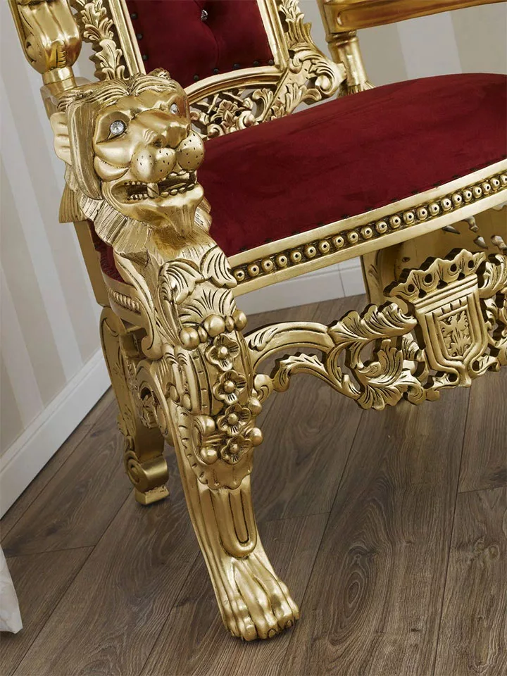 King Throne Chair with Golden Polish view 5