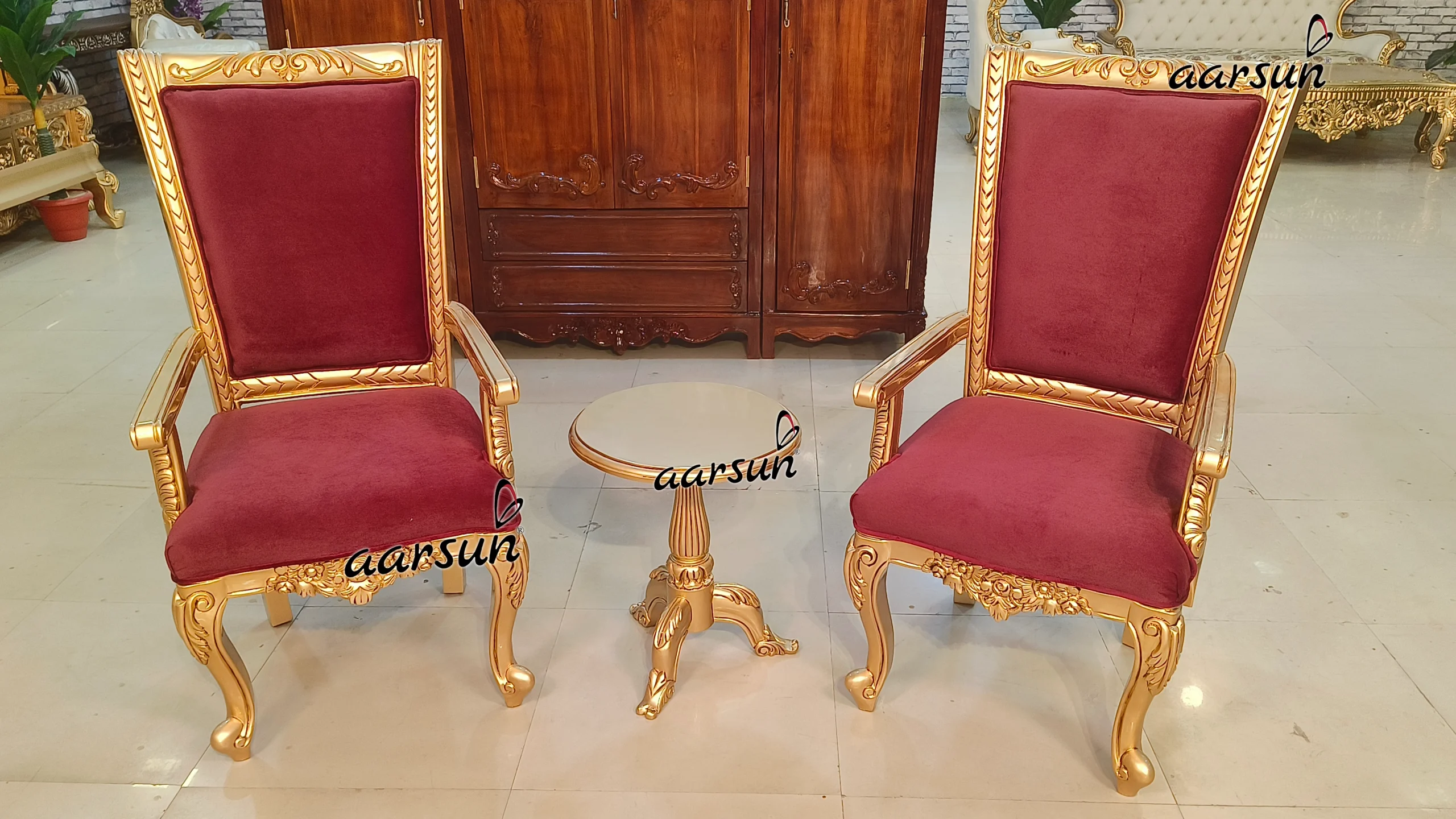 Premium Chair Set in Royal Red view 4