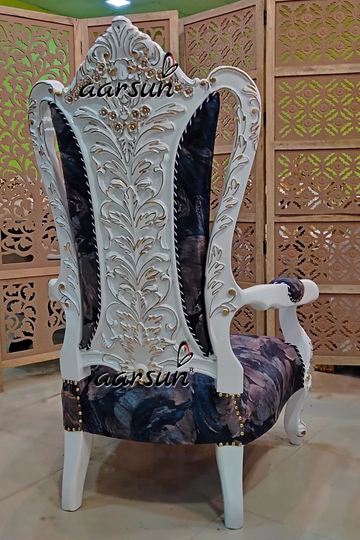 Royal Chair in White and Gold for Living Room Bedroom Hallway view 4