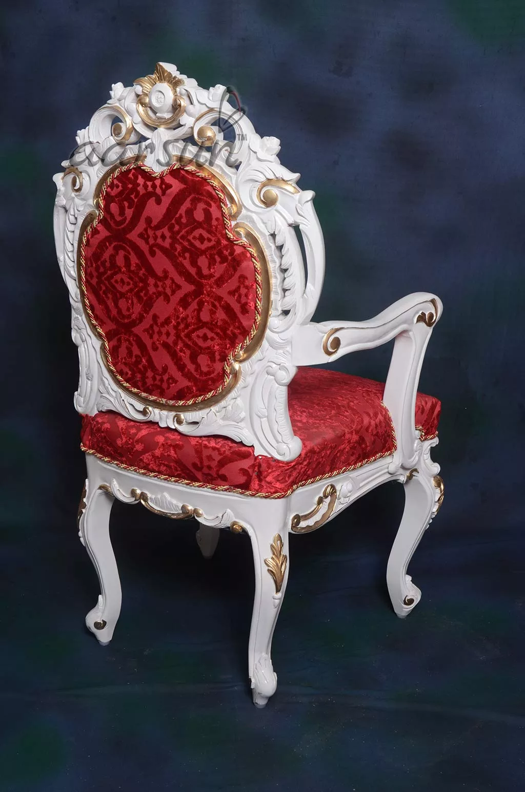 White Finish Master Chair with golden Highlights view 7