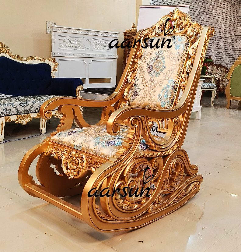 Wooden Rocking Chair in Gold Polish view 6